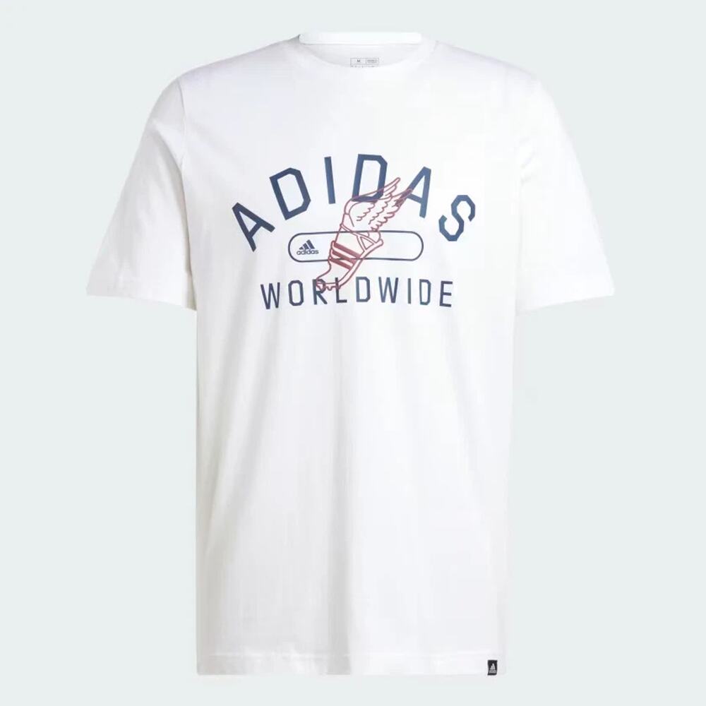 adidas T-Shirt Men's Medium White Collegiate Graphic New